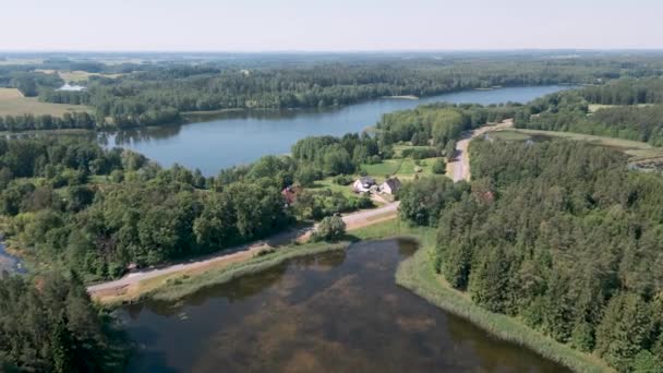 Mazury Region Poland Drone Flight Aerial Bird Flyover Historical Region — Stock Video