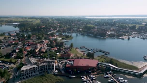 Mikolajki Poland Aerial Bird View Flight Touristic City Warmian Masurian — Stock Video