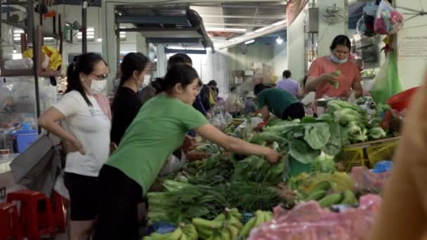 Aktivitas Pasar Produk Segar Vietnam Gerakan Lambat — Stok Video