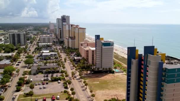 Aerial High Skyscrapers Hotels Myrtle Beach South Carolina — Wideo stockowe