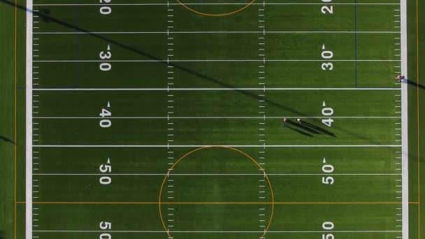 Aerial Shot Football Soccer Sports Field Yard Lines Goal Posts — Vídeo de stock