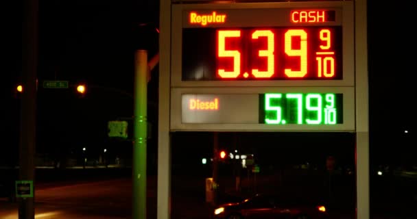 Gas Station Prices Led Light Sign Regular Diesel Fuel Night — 비디오