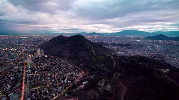 Aerial View Truck Left Met Park Santiago Chile Cloudy Smog — 图库视频影像