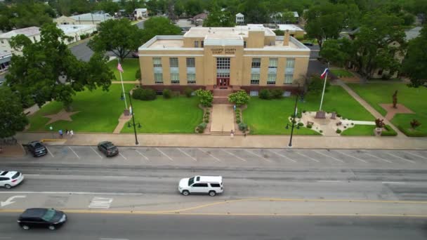 Filmato Aereo Del Gillespie Country Courthouse Situato 101 Main Fredericksburg — Video Stock