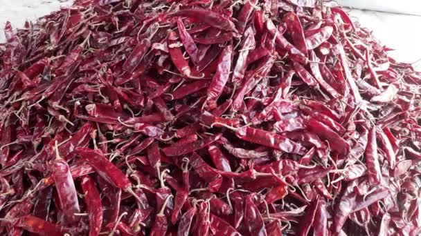 Dried Red Hot Chilies Texture Background Dry Red Peppers Dried — 비디오