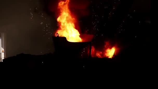 Furnace Smelting Scrap Metal — Stockvideo