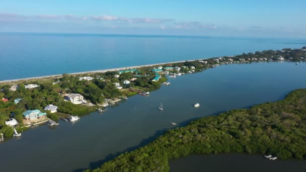 Drone Parallax Clip Roosevelt Channel Buck Key Preserve Captiva Island — Video Stock