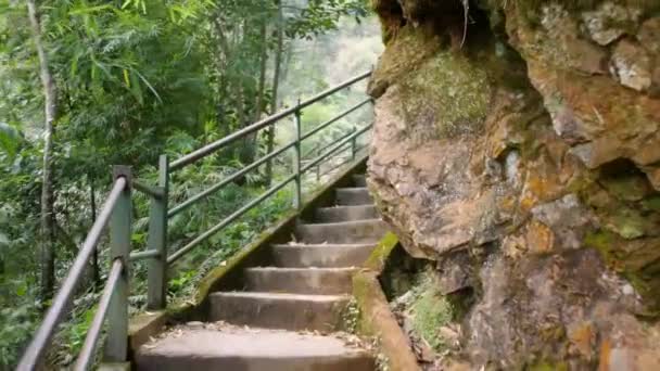 Stairs Natural Park Vietnam Spa Silver Waterfall — Stock video