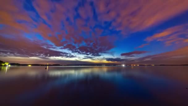 Time Lapse Lake Clouds Moving Water Stars Visible — Stok video