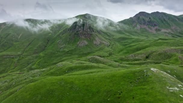 Dense Overcast Mountains Green Hills — Video