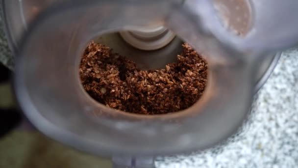 Sunflower Flax Seeds Other Ingredients Mixing Food Processor Making Nutritious — Stock video