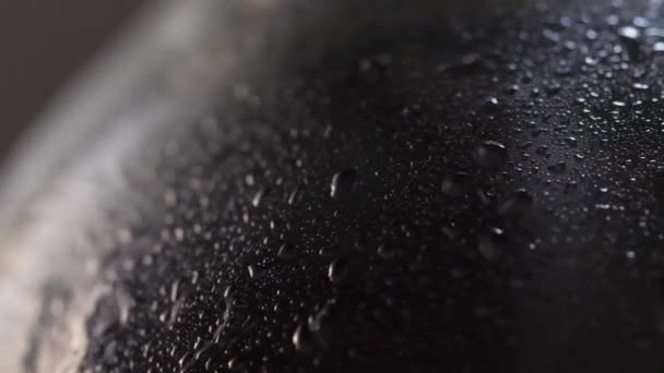 Macro Detail Shot Dark Wine Bottle Rotating Surface Full Tiny — Stock video