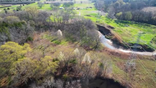 Aerial Footage Post Oak Creek Sherman Texas Drone Flying Power — Wideo stockowe