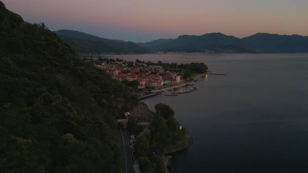 Flying Mountain Shore Lake Lago Maggiore Italy Switzerland Seen Bird — Stock Video