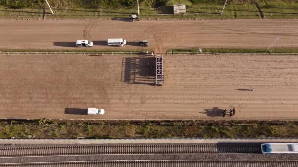 Horse Race Starts Palermo Racecourse Buenos Aires Aerial Top View — Stock videók