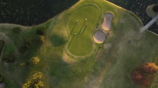 Aerial Top Shot People Playing Golf Club Jos Jurado Sunset — Video