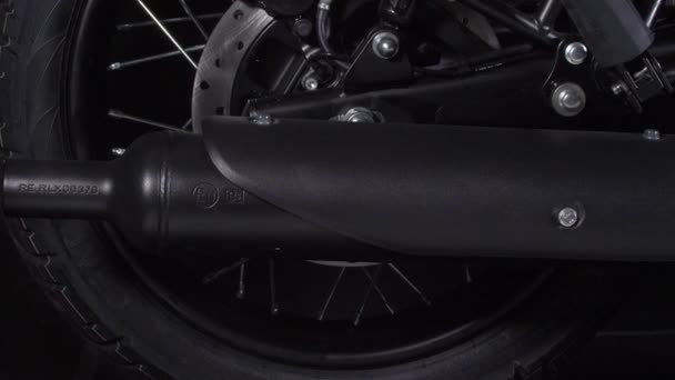 Motorcycle Black Exhaust Side View — Stockvideo