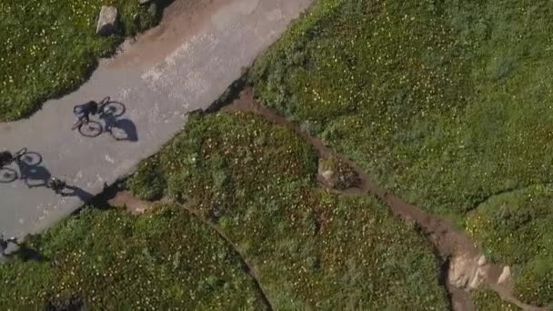 Overhead Aerial Drone Clip Walking Bike Trail Countryside Cabo Roca — 图库视频影像