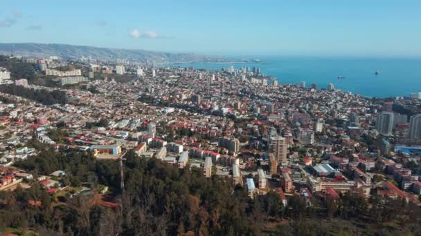 Город Виа Дель Мар Город Дайтайм Вальпараисо Чили Воздушный — стоковое видео