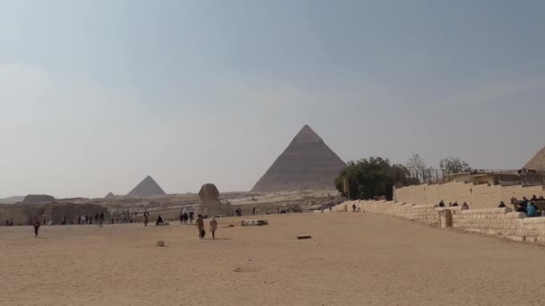 Туризм Комплексе Пирамиды Гиза Египте Некрополь Гиза Плато Гиза Большой — стоковое видео