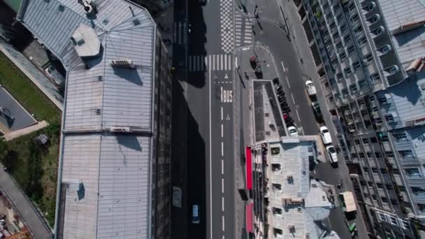 Busy Traffic Paris Rue Fayette Street Drone View Road — Stock Video