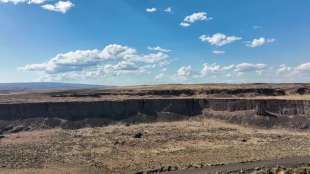 Imagem Aérea Larga Paisagem Deserto Leste Washington — Vídeo de Stock