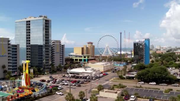 Impulso Aéreo Para Parque Diversões Myrtle Beach South Carolina — Vídeo de Stock