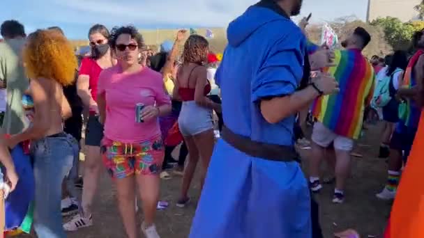 Visitors Gay Pride Parade Held City Brasilia Have Fun Singing — Vídeos de Stock