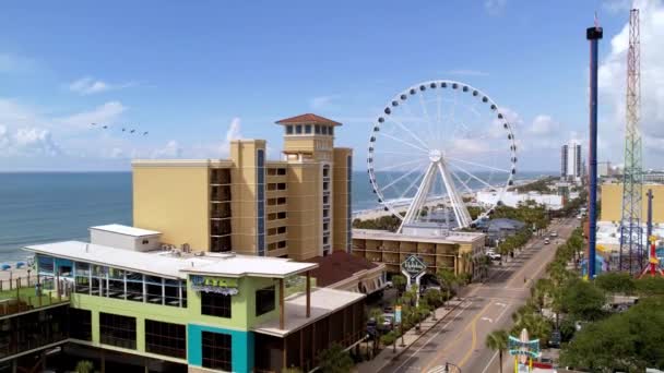 Retirada Aérea Parque Diversões Myrtle Beach Carolina Sul — Vídeo de Stock