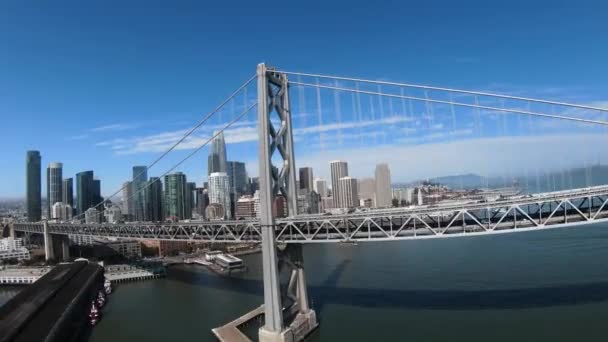 Fpv Drone Shot Oakland Bay Bridge City San Francisco Usa — Stockvideo