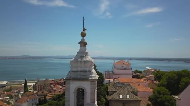 Lisbon Portugal Aerial Video Lisbon Castle Castelo Sao Jorge Drone — 图库视频影像