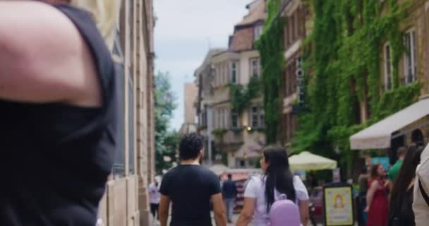 Crowed Popular Shopping Area Strasbourg France — Stock Video