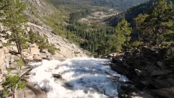 Stabilized Dji Drone Footage Slowing Flying Top Massive Waterfall Desolation — Video Stock