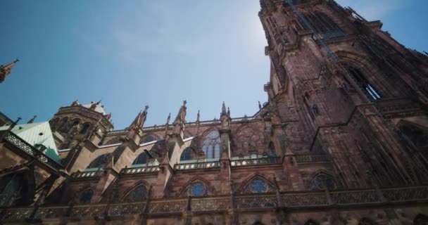 Вид Мальовничий Великий Собор Великий Колмар Оточуюча Архітектура Центрі Страсбурга — стокове відео