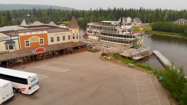 Drone Video Riverboat Discovery Chena River Fairbanks Summer Day — Stok Video