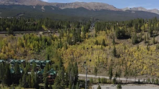 Letecký Pohled Stále Lyžařské Vleky Podzimní Den Breckenridge Colorado Usa — Stock video