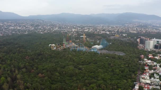 Aerial View Roller Coasters Six Flags Amusement Park Mexico City — Stockvideo