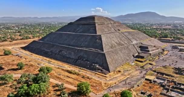 Teotihuacan México Aeronave Espetacular Drone Voar Torno Pirâmide Histórica Marco — Vídeo de Stock