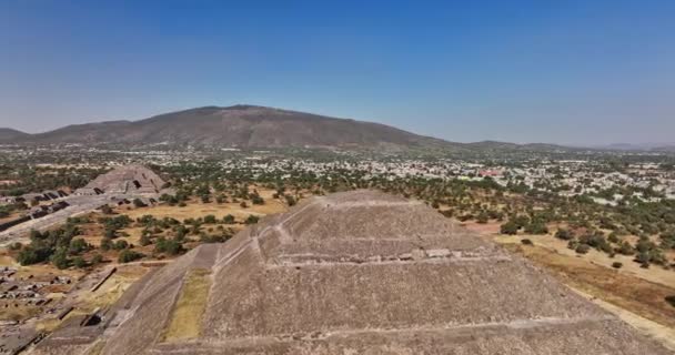 Teotihuacan México Aerial Estableciendo Vuelo Tiro Alrededor Espectacular Pirámide Del — Vídeos de Stock