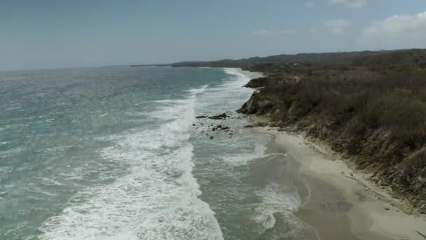 Rocky Untouched Beach Shoreline Jalisco Mexico Aerial Drone View — Vídeo de Stock