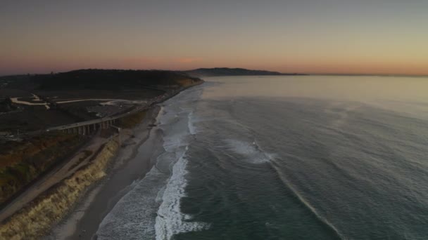 Zachód Słońca Nad Sandy Beach San Diego Kalifornia Lotniska — Wideo stockowe