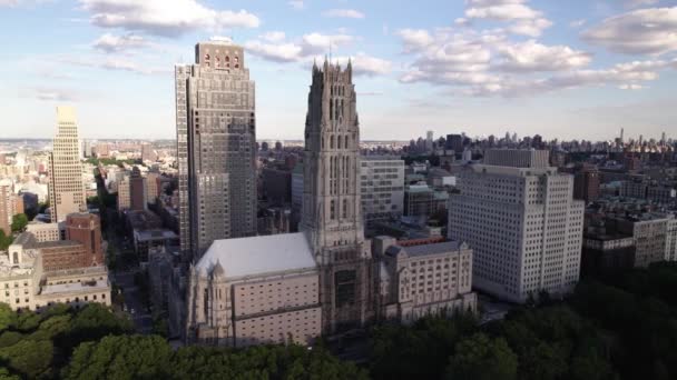 Aerial View Riverside Church Sunny Morningside Heights New York Usa — Stockvideo