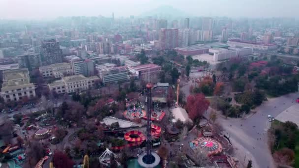 Higgins Zábavní Park Santiagu Chile Jižní Amerika Letecký Pohled Centrum — Stock video