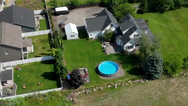 Aerial Shot Private Home Ground Pool — Vídeos de Stock