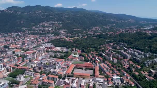 City Como Italy Aerial View Red Roofs Downtown Area View — Video