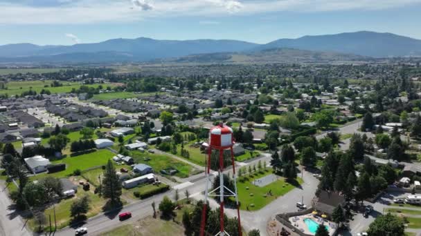 Drone Shot Water Tower Spokane Valley — ストック動画