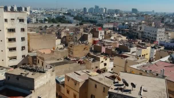 Old New City Casablanca Aerial Drone View — Stockvideo