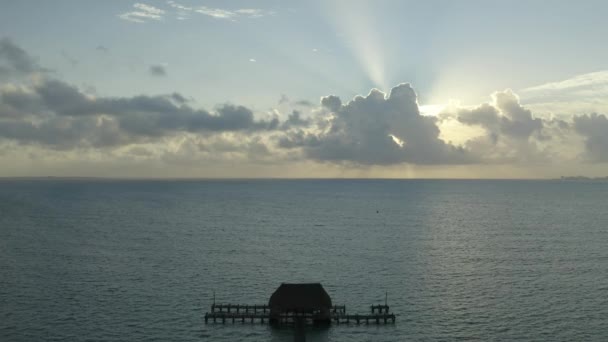 Tilt View Wooden Stairs Leading Swimming Pier Sea Pedestal — Wideo stockowe