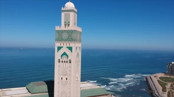 Hassan Mosque Casablanca Morocco Aerial Drone View — Vídeo de Stock