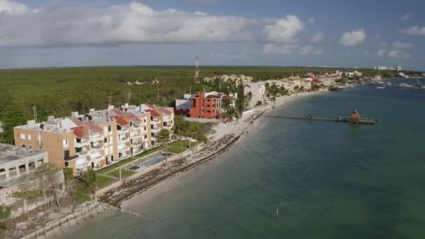 Aerial Drone View Beautiful Beach Resort Hotel Shores Beautiful Seaside — Vídeo de stock